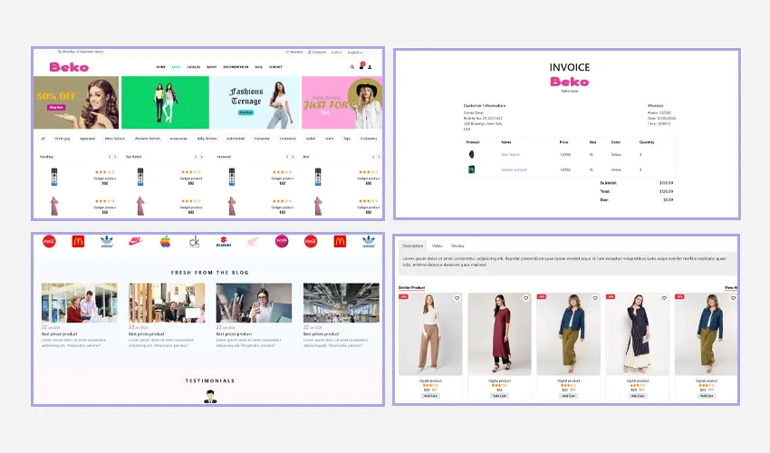Beko - Modern Looks E-commerce Website Theme Bootstrap Html Css