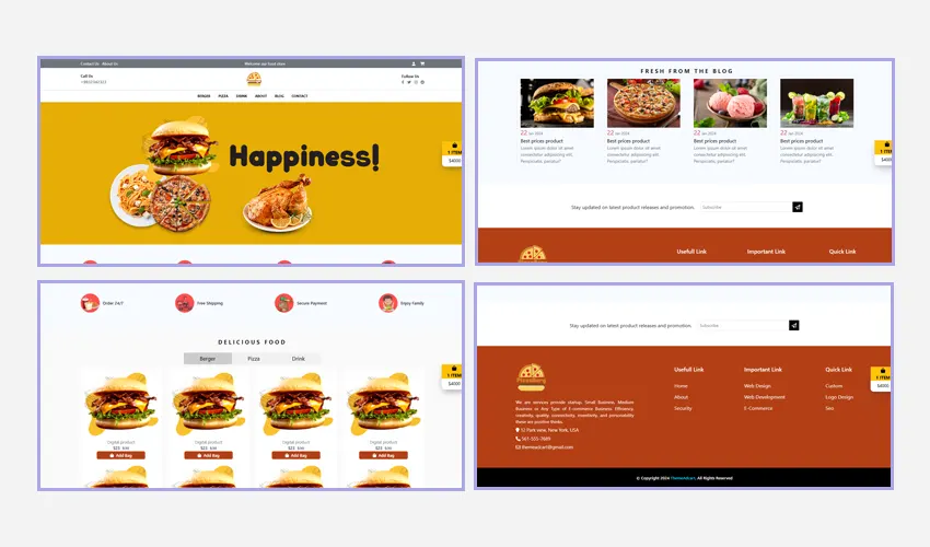 Pizzaberg - Premium Pizza & Food Delivery use Html5 Css3 Bootstrap5